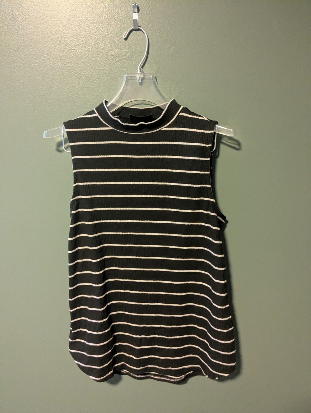 Apt. 9 Black & White Striped Mock Neck Tank